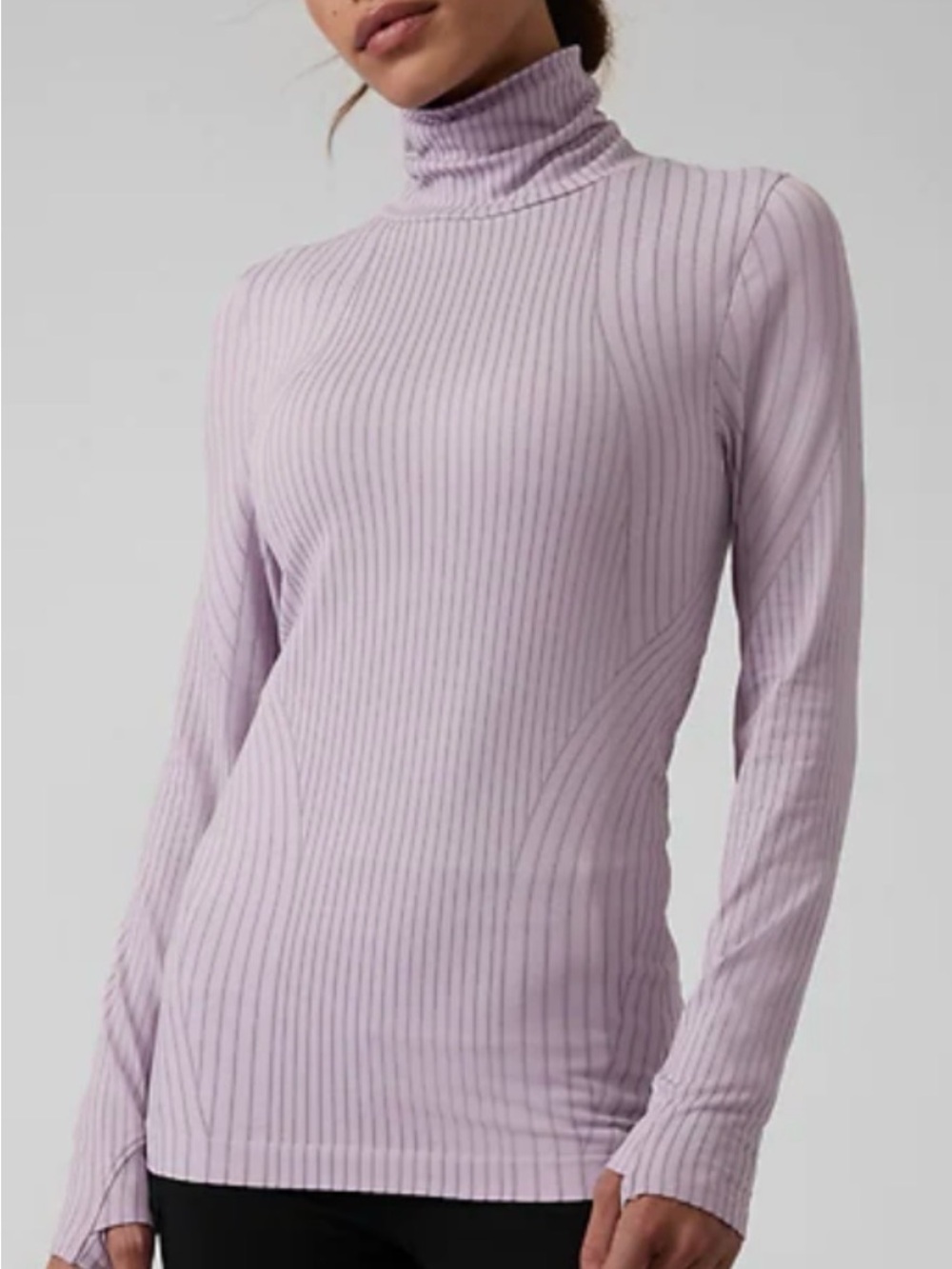 Athleta Flurry‎ Ribbed Turtleneck Top in Lavender -